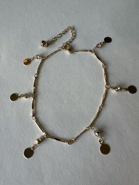 14k Gold Plated Disc Charm Anklet